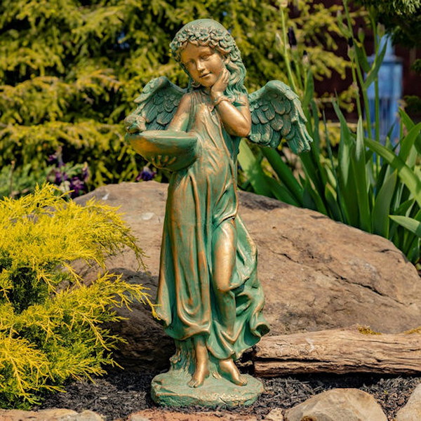 Angel Holding Dish Garden Statue Birdfeeder